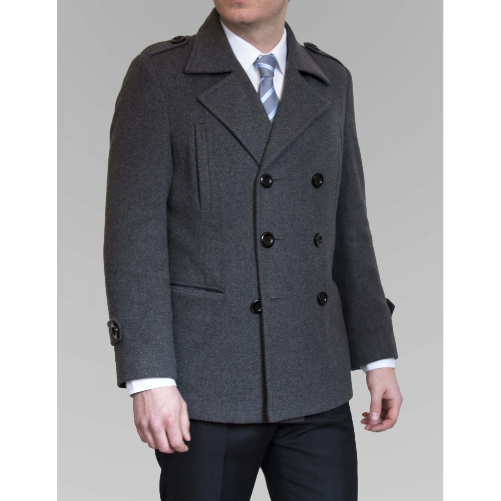 Grey cashmere coat view 2