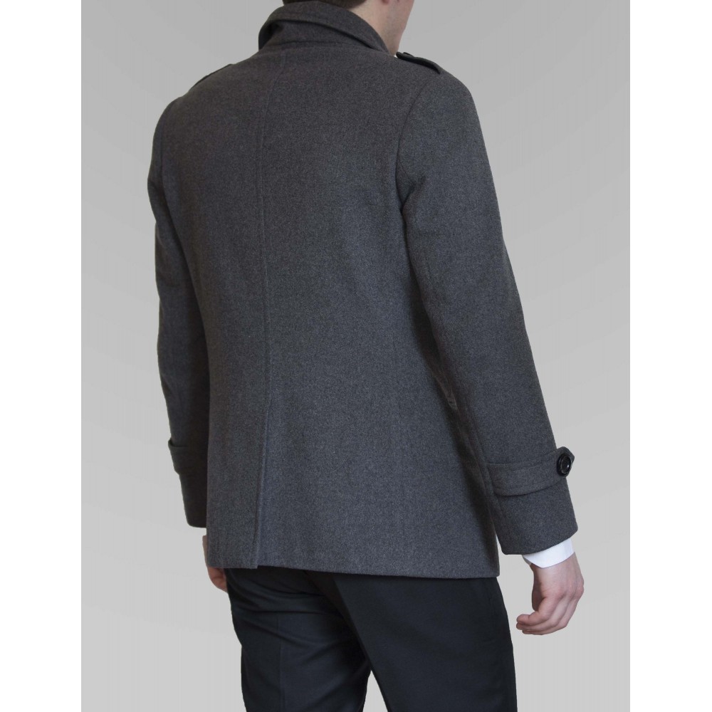 Grey cashmere coat view 3