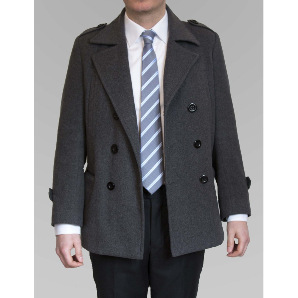 Grey cashmere coat view 4