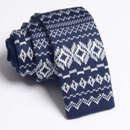 Pattern Blue Knit Tie 2