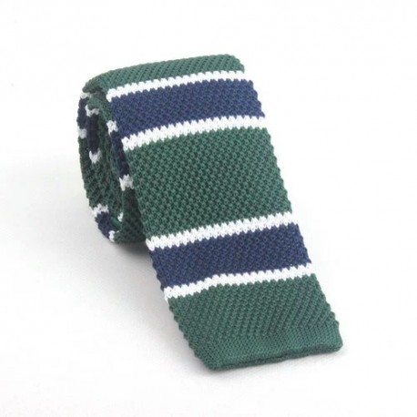 Green striped Knit Tie