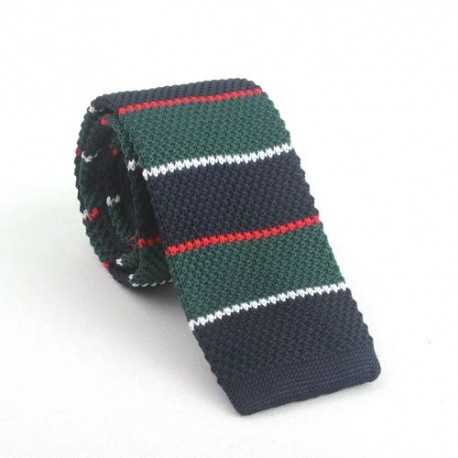 Blue green striped Knit Tie