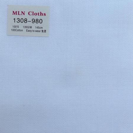 White Herringbone Weave Shirt